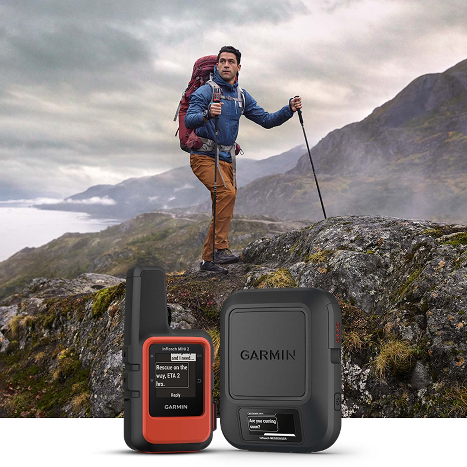 Man hiking up a mountain - inReach Satellite Communicators